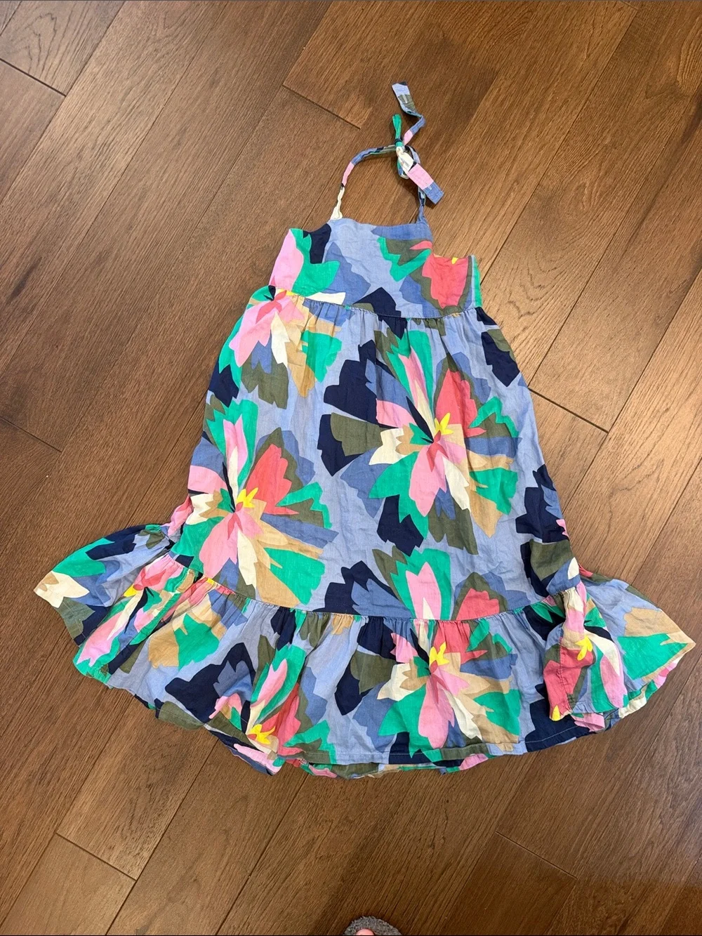 GAP Girls Floral Halter Dress in Blue, Pink, Green & Yellow - Medium - C11–615